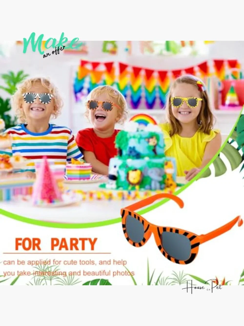 Pack of 24 Animal Print Sunglasses Jungle Safari Party Favors for Kids
